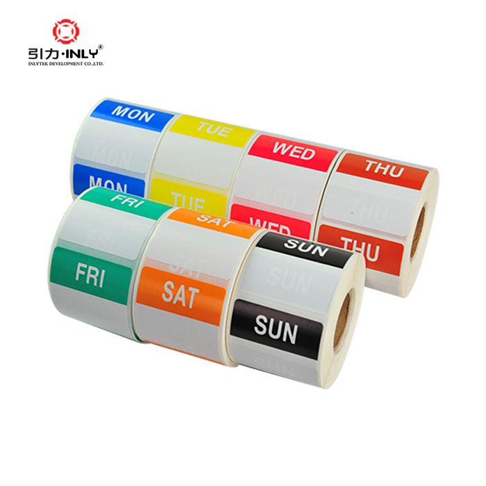 Custom color thermal paper label roll week dot label sticker